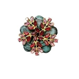 vintage DeLizza & Elster Juliana red and pink rhinestone brooch